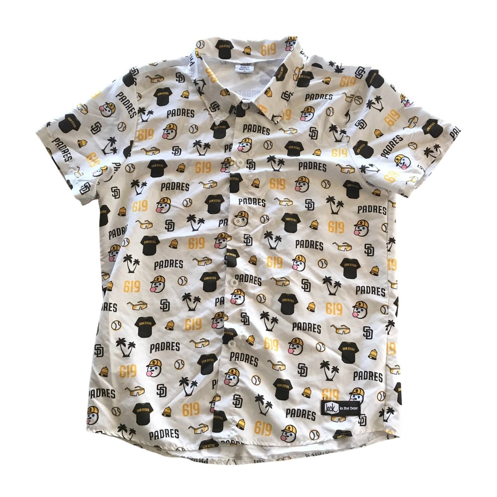 619 San Diego Padres Jack in the Box Button Down Shirt XL White MLB BDA Sports